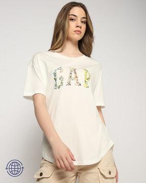 solid logo printed boyfriend fit t-shirt