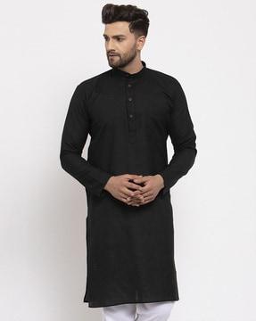 solid long cotton kurta