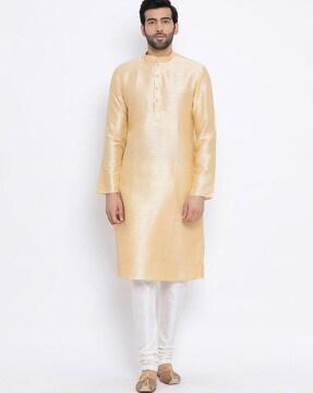 solid long kurta with band collar