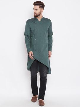 solid long kurta with patch pocket