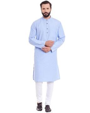 solid long kurta with patch pocket