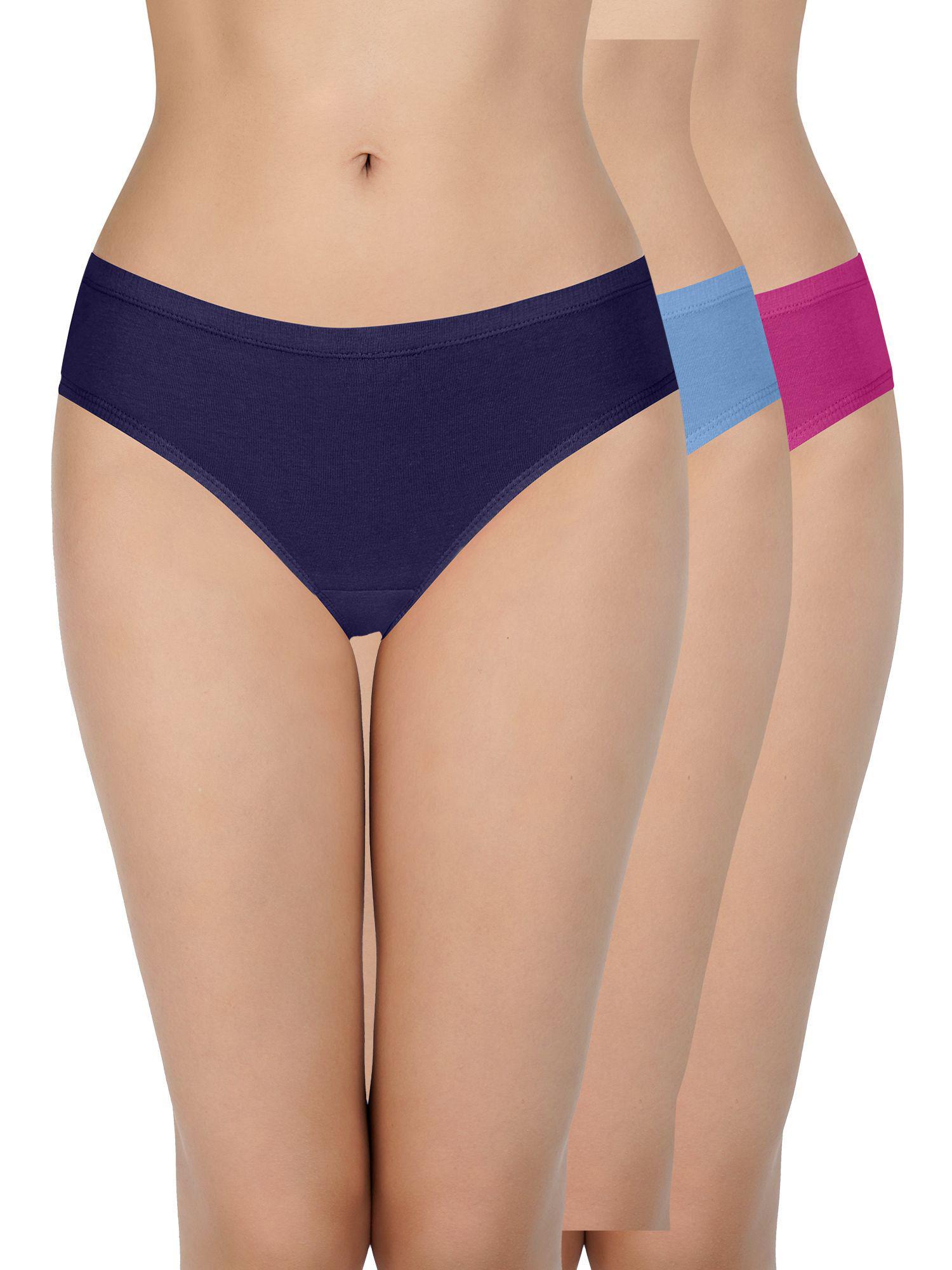 solid low rise cotton bikini panties (pack of 3)