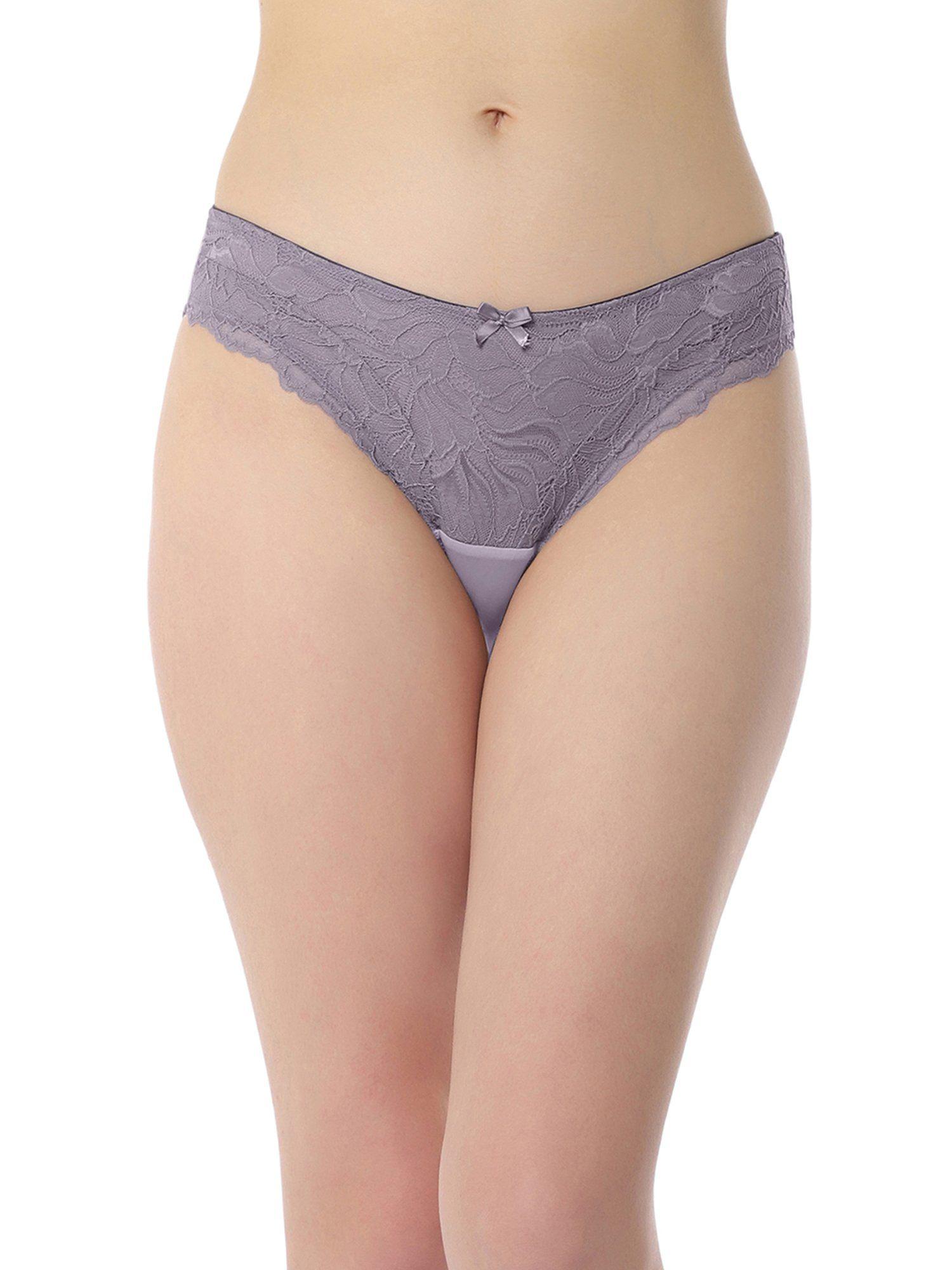 solid low rise three-fourth coverage elegance brazillian panty- lavender