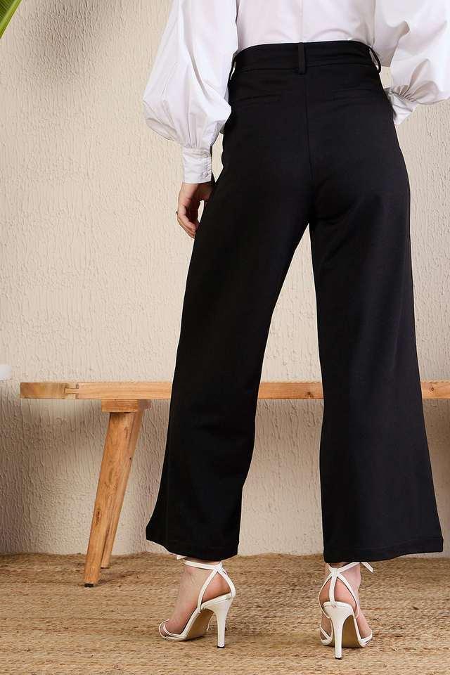 solid lycra regular fit womens trousers