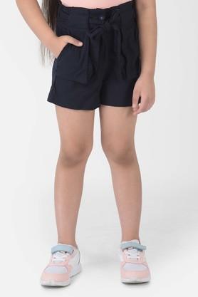 solid lyocell slim fit girls shorts - navy