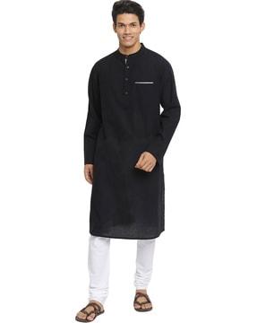 solid mandarin collar long kurta