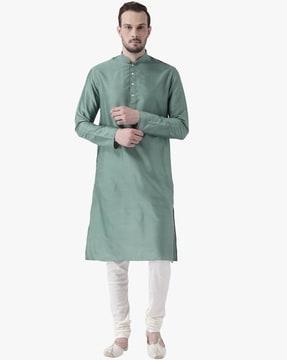 solid mandarin neck kurta