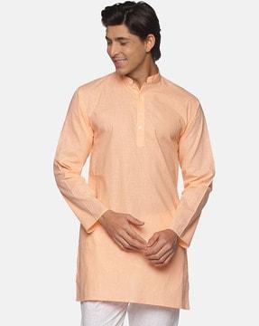 solid mandarin-neckline regular kurta