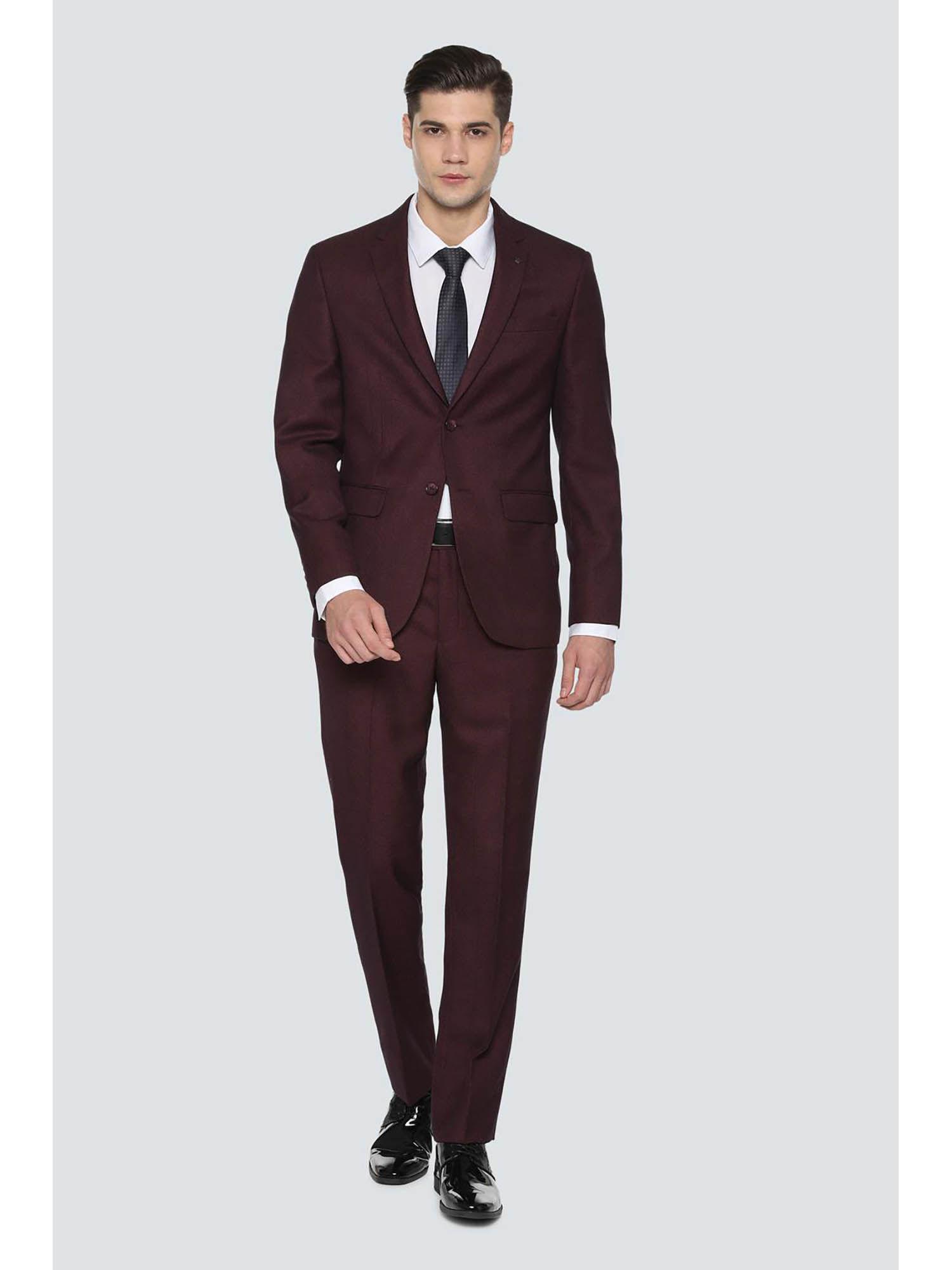 solid maroon two piece suit