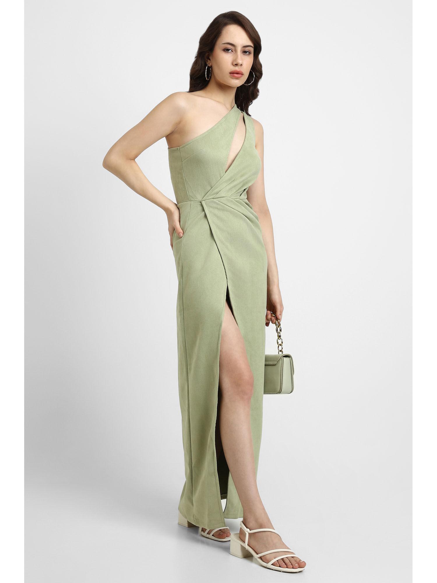 solid maxi dress green