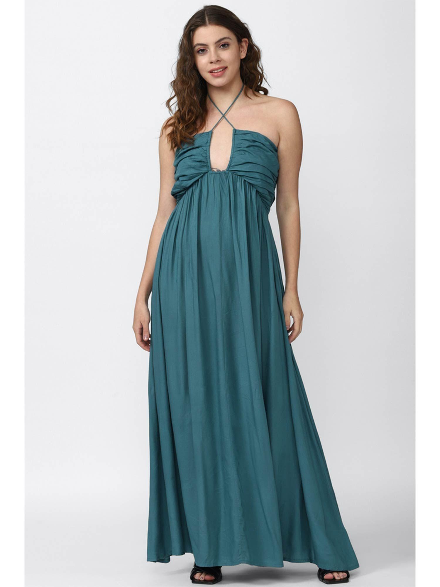 solid maxi dress teal