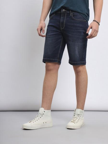 solid men blue denim shorts