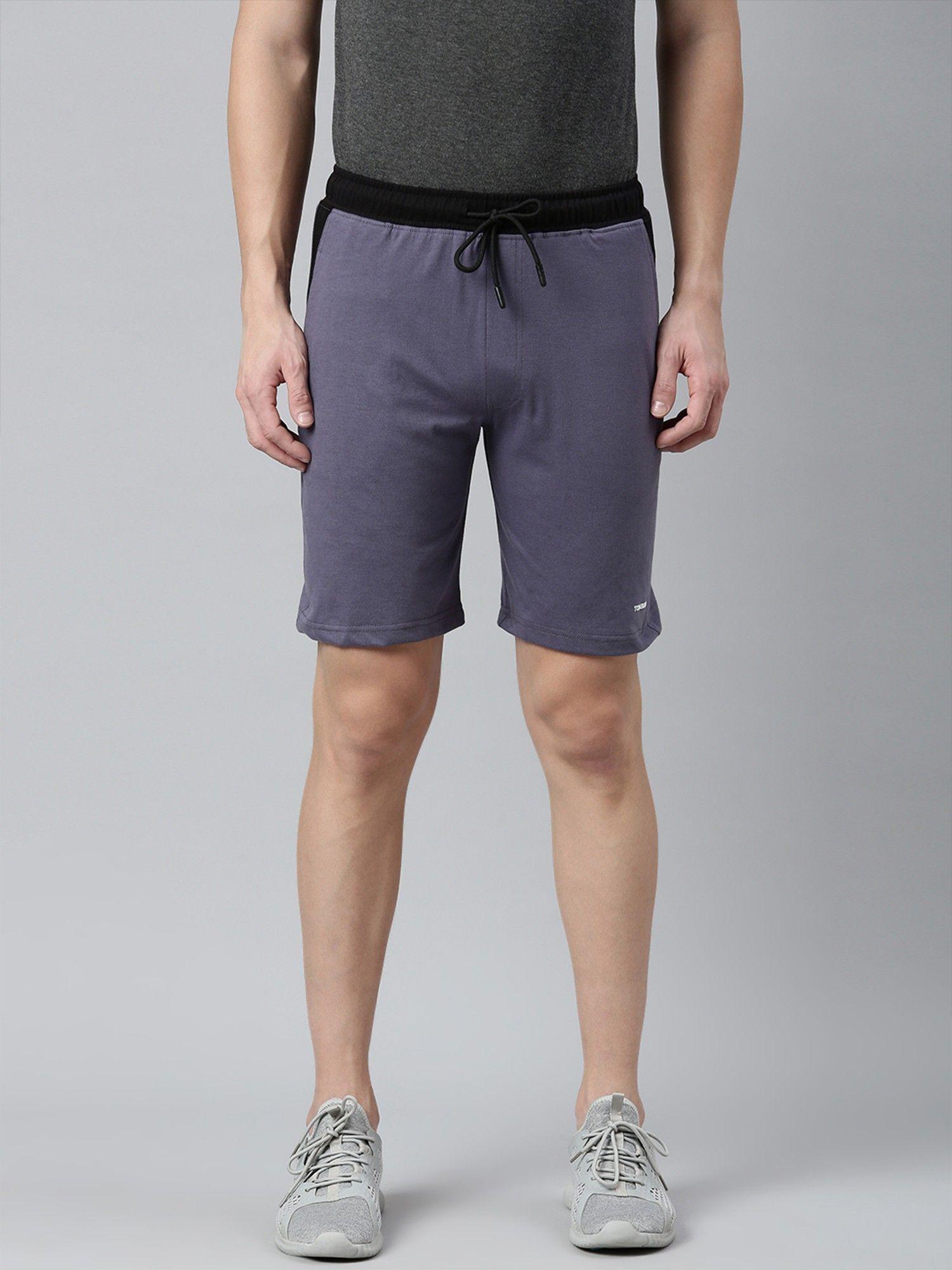 solid men dark grey sports lounge shorts