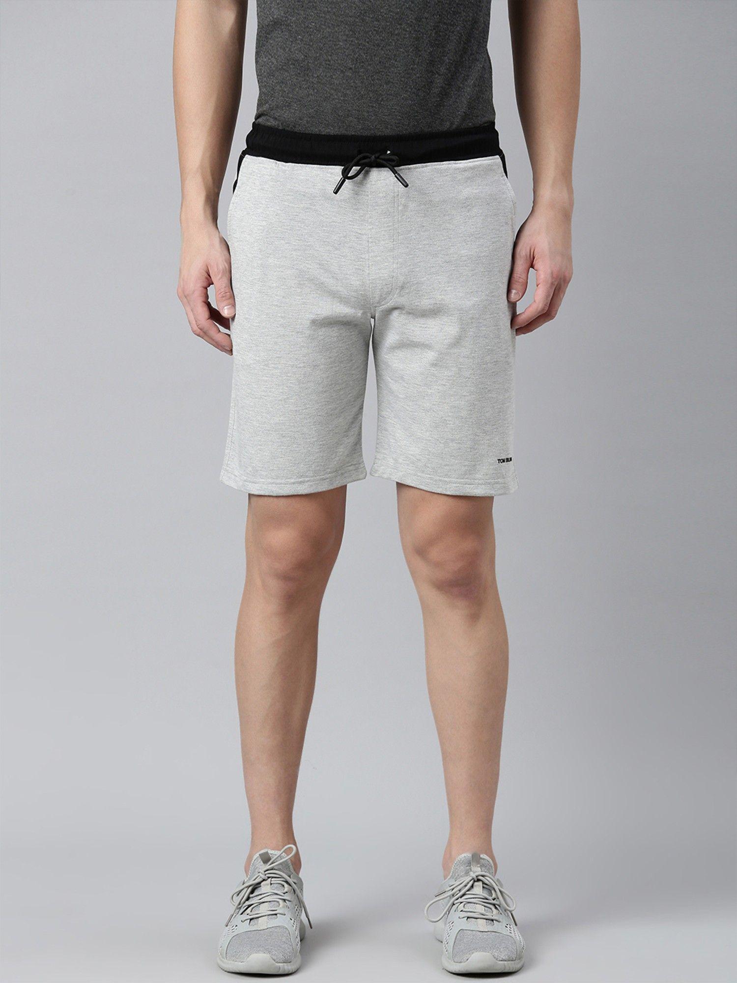 solid men grey sports lounge shorts