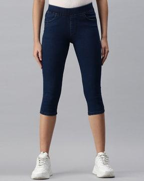 solid mid calf langth jeggings