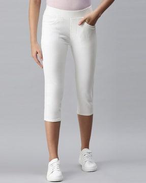 solid mid calf length jeggings