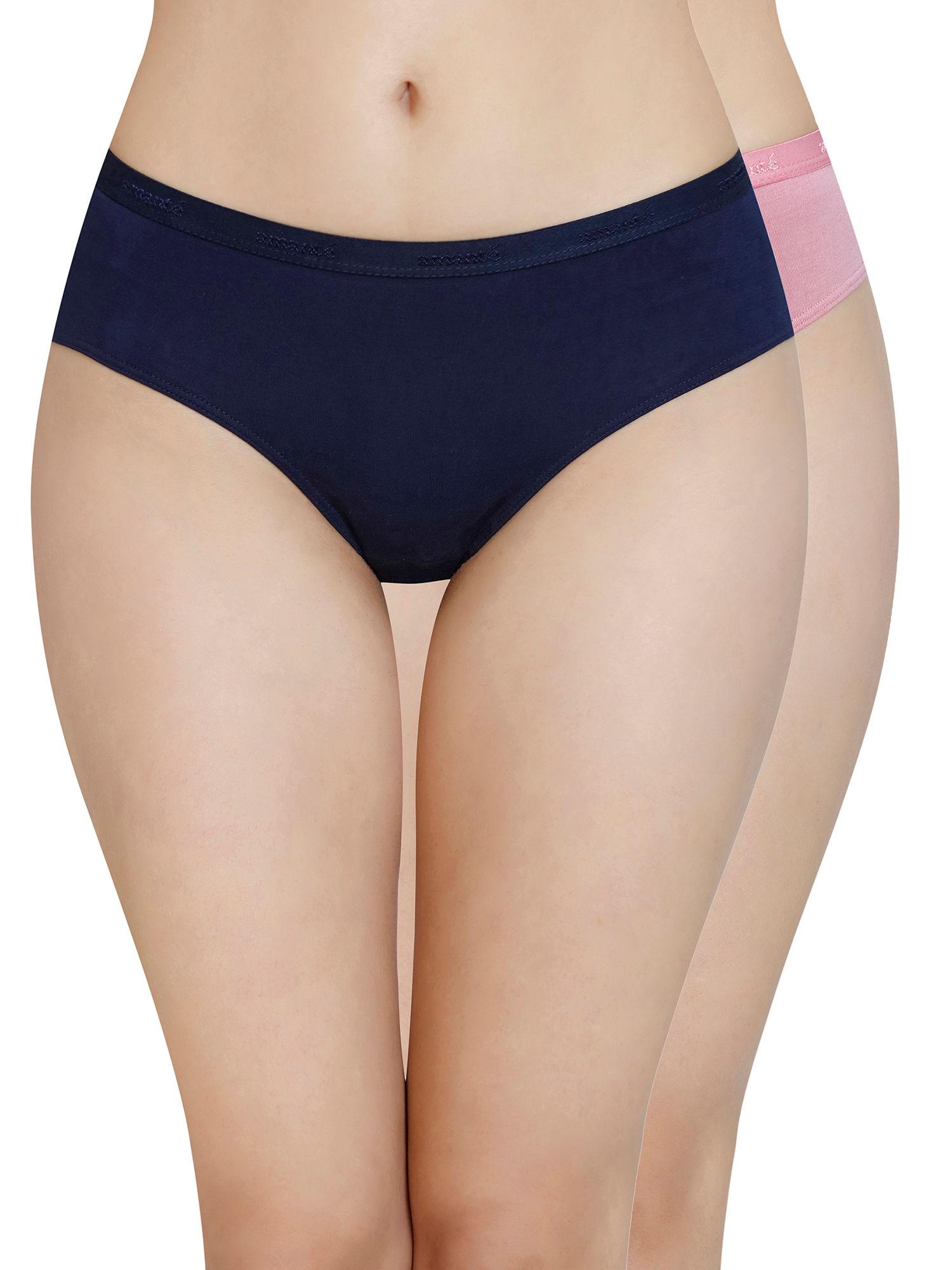 solid mid rise bikini panty (pack of 2) - multi-color