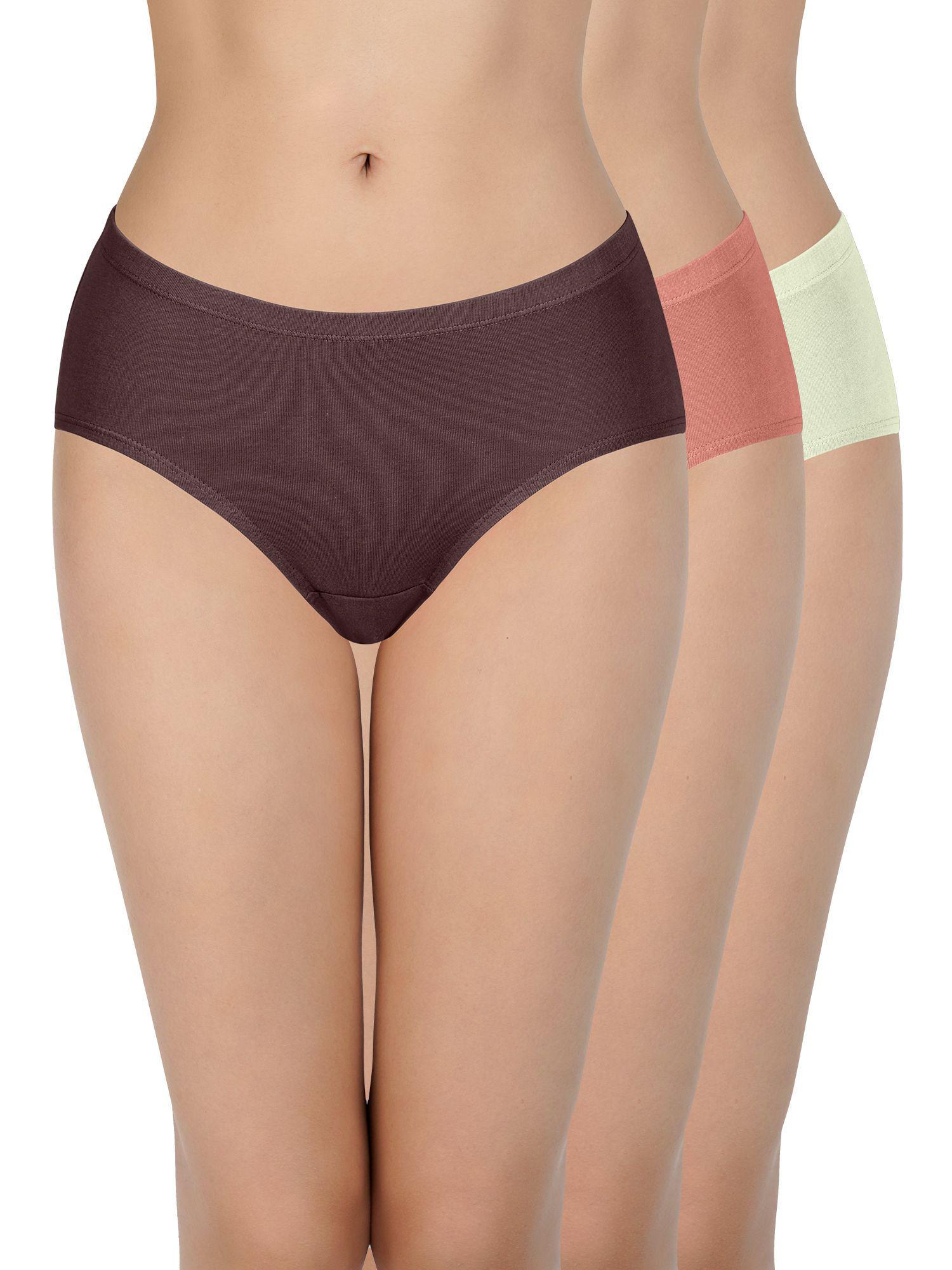 solid mid rise cotton hipster panties (pack of 3)