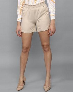 solid mid rise shorts