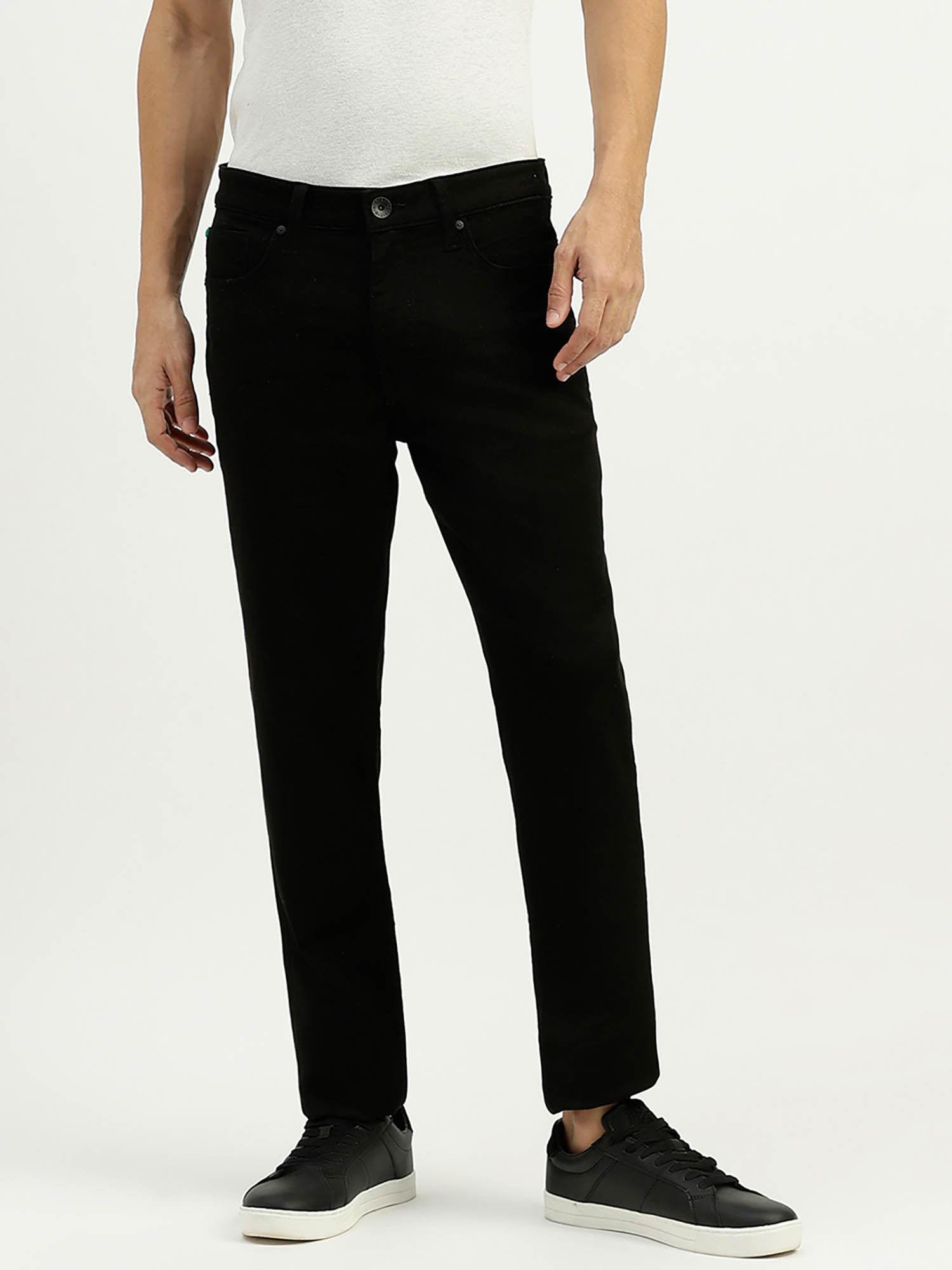 solid mid rise skinny fit jeans black