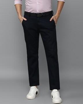 solid mid rise trousers & pants