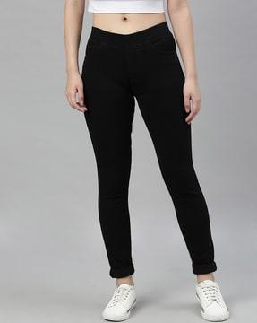 solid mid rise waist jeggings