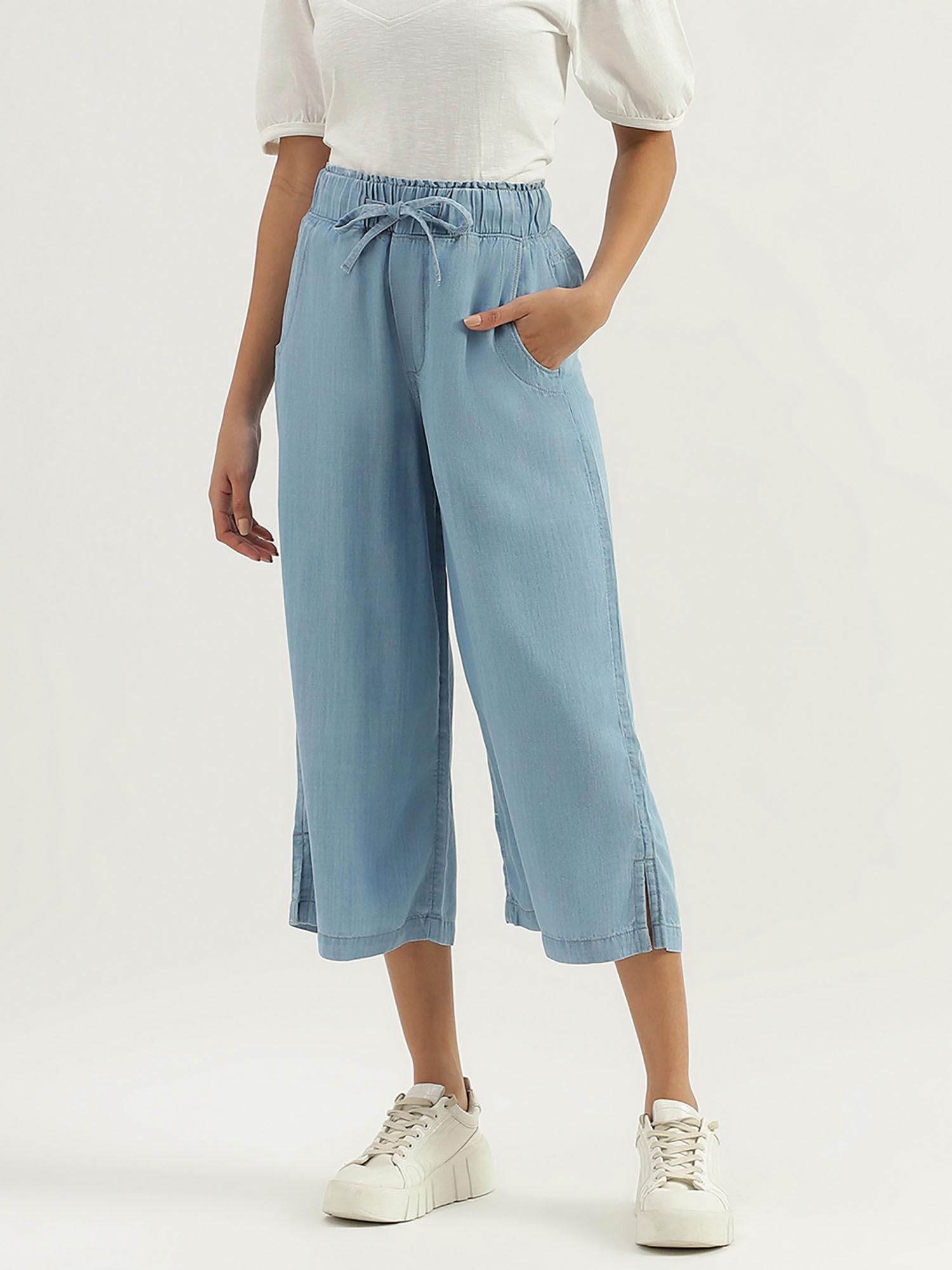 solid mid waist regular fit culottes