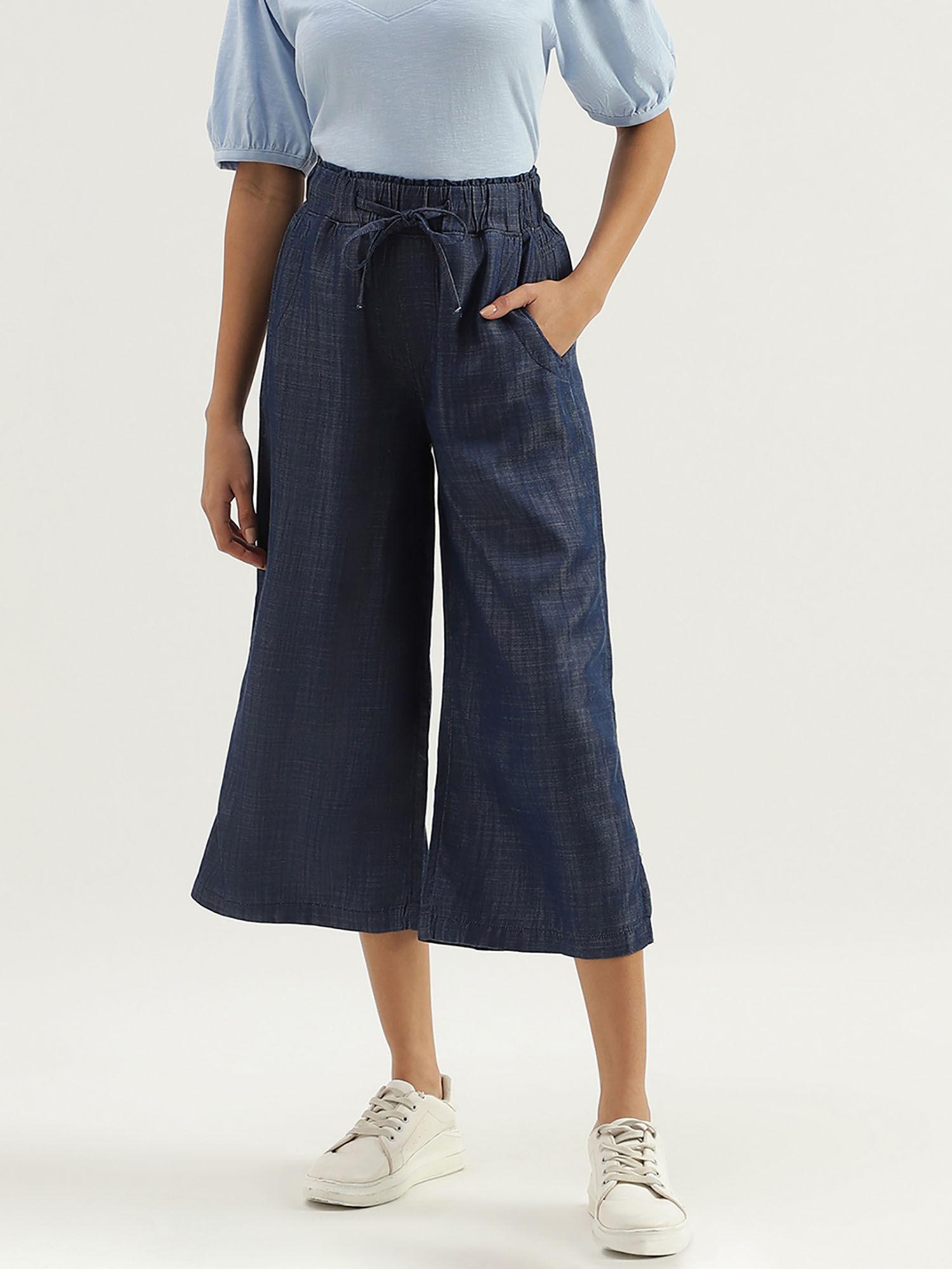 solid mid waist regular fit culottes