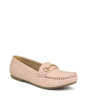 solid moccasins casual shoes with synthetic upper