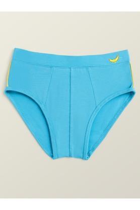 solid modal relaxed fit boys briefs - blue