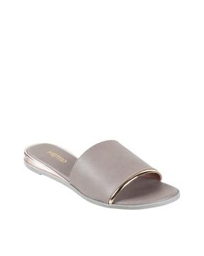 solid mules flat sandals