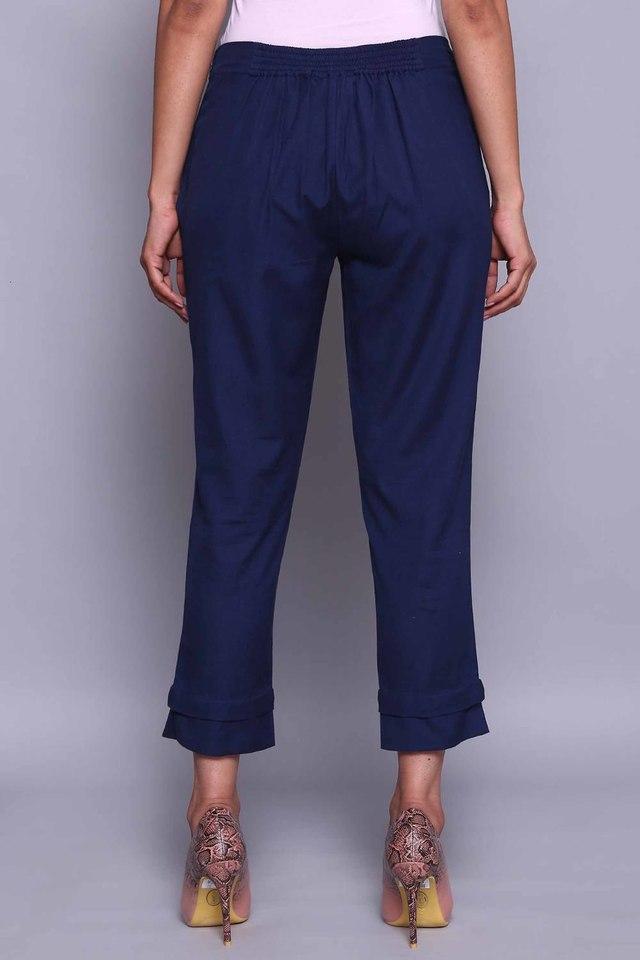 solid narrow cotton flax womens pants