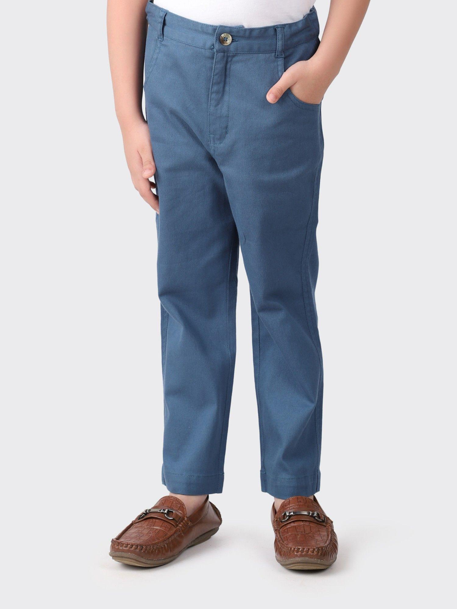 solid navy blue cotton pant