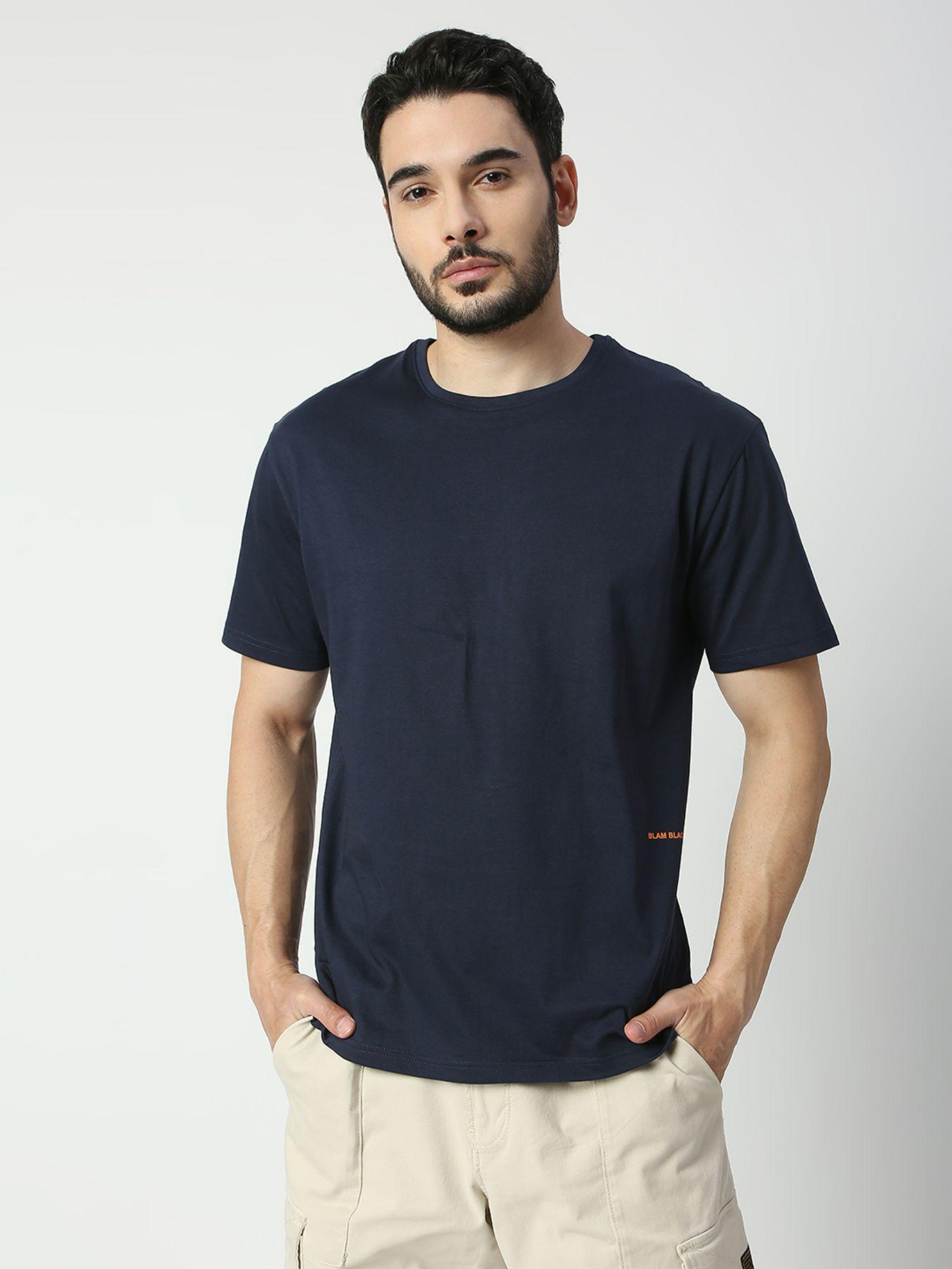 solid navy blue half sleeved t-shirt