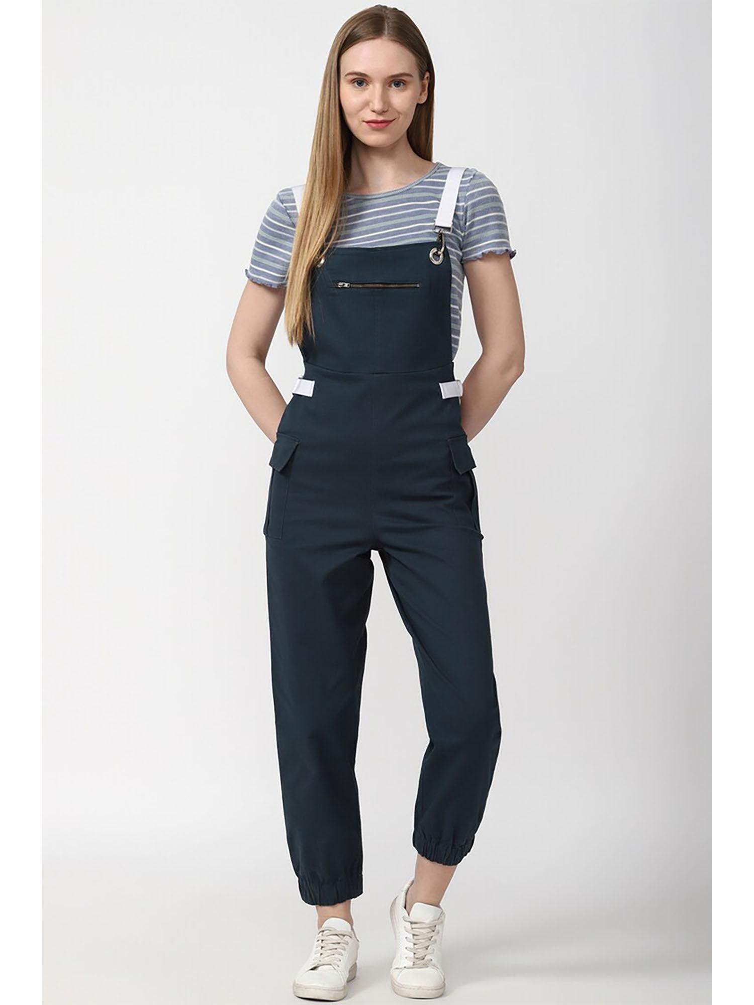 solid navy blue long-jumpsuits