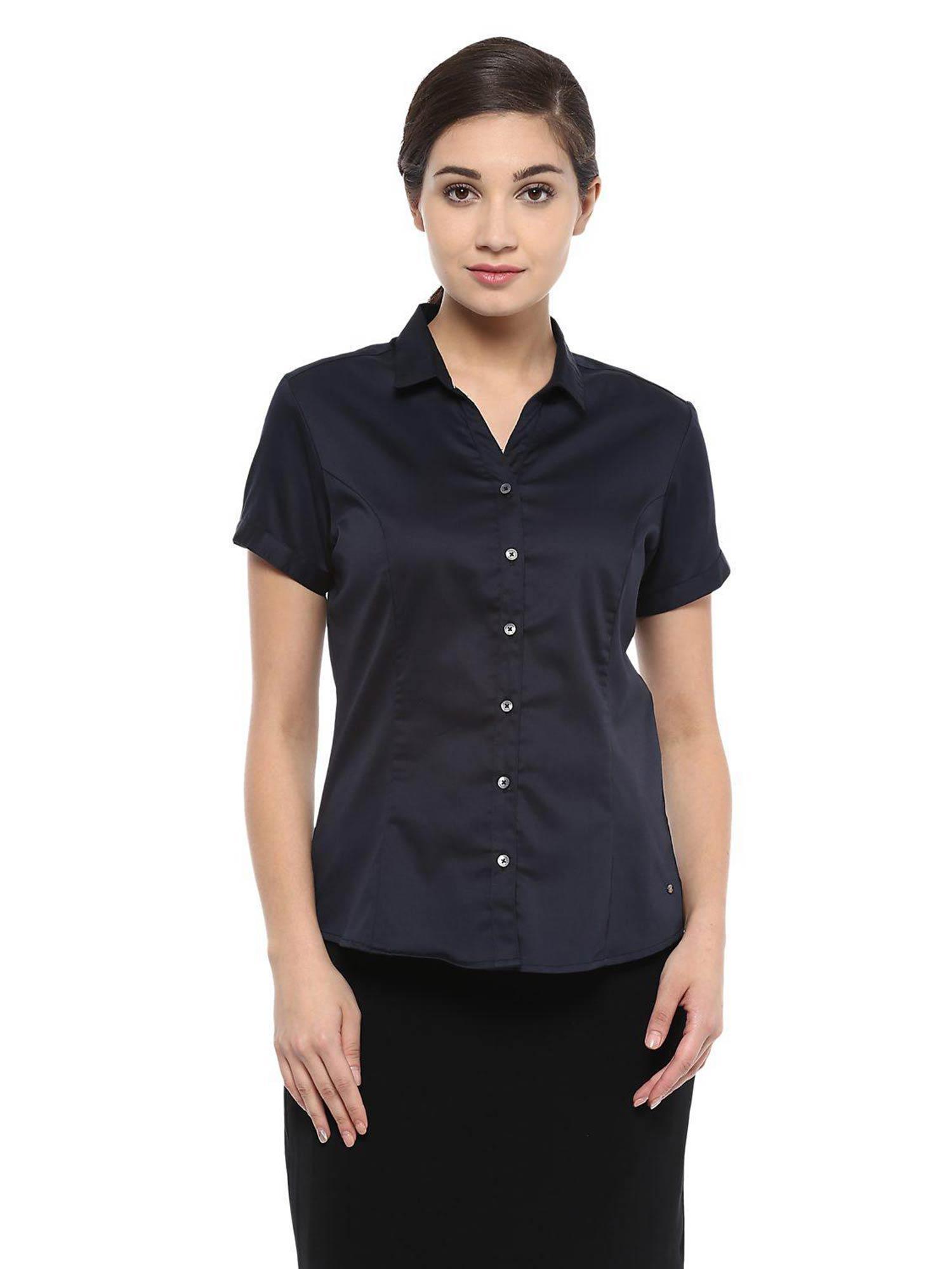 solid navy blue shirt