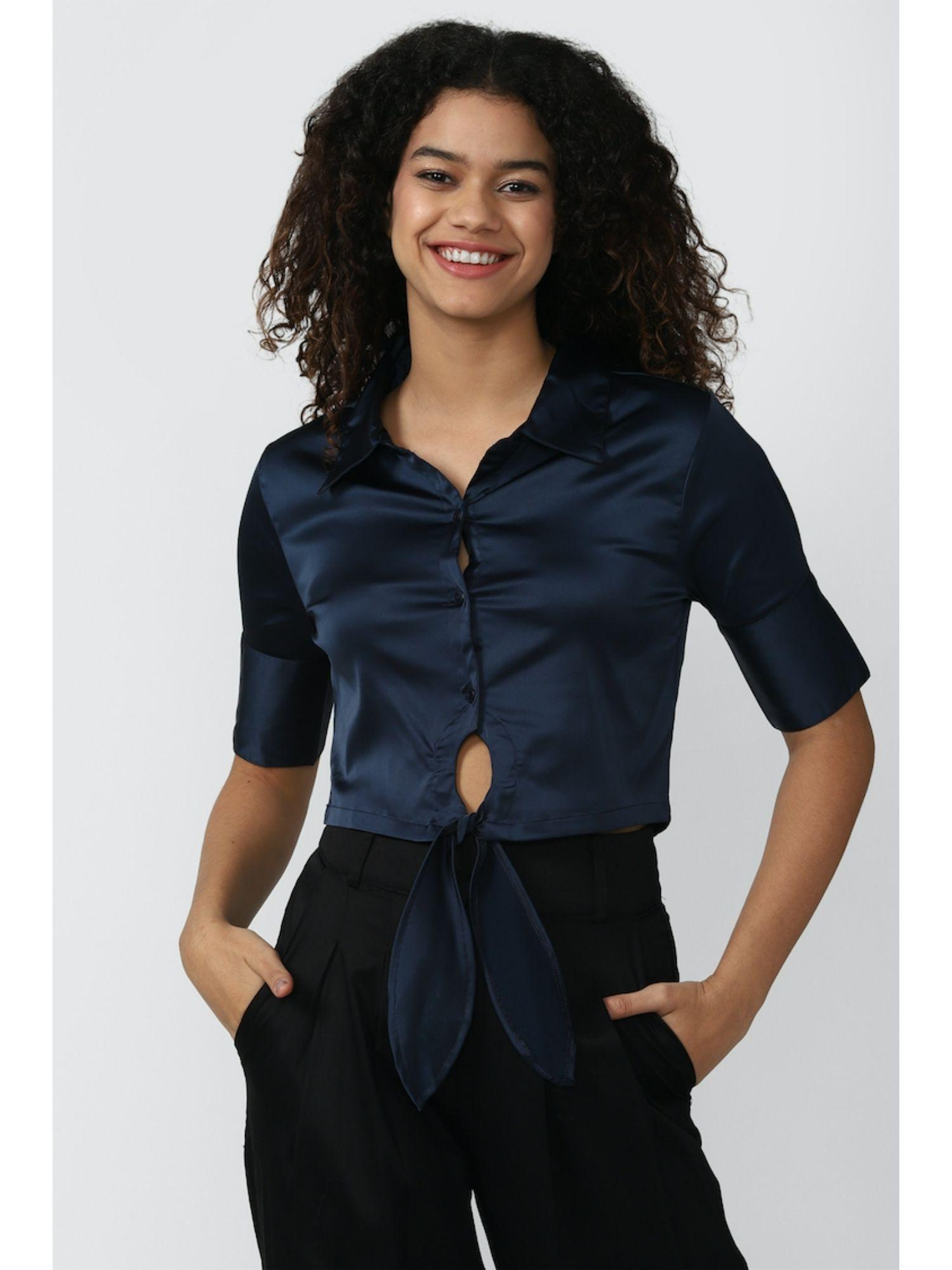 solid navy blue shirt