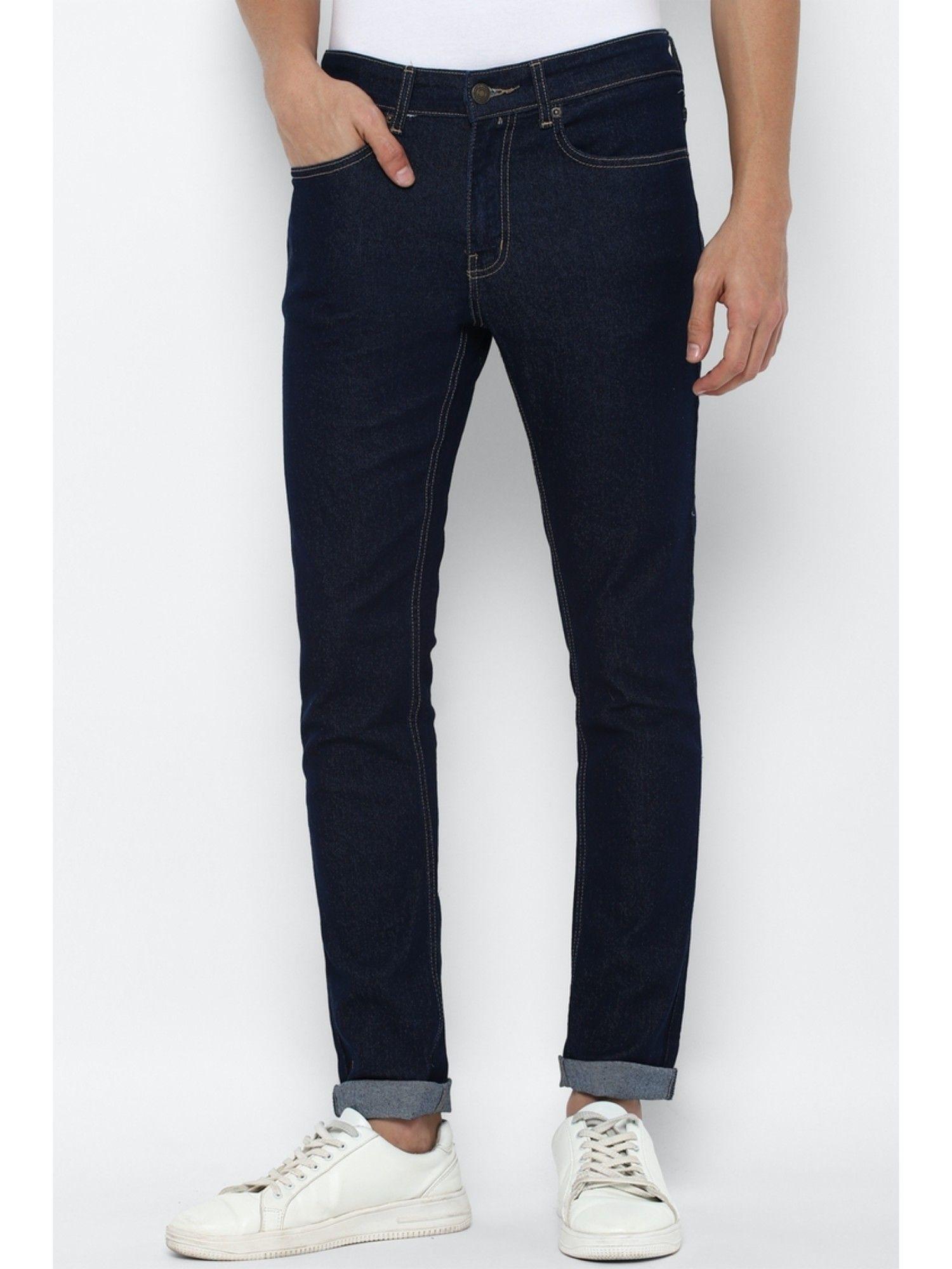 solid navy regular denim jeans