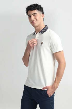 solid nylon polo men's t-shirt - white
