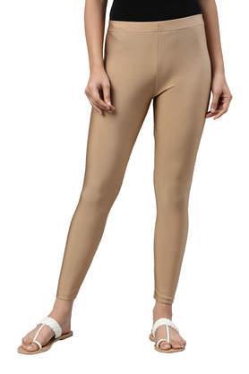 solid nylon slim fit women's leggings - mattgold