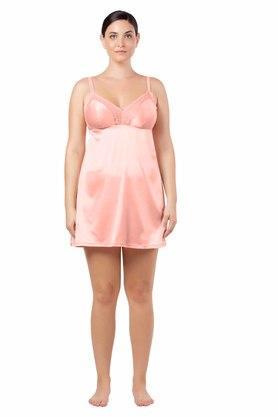 solid nylon wired non padded womens babydoll - baby pink