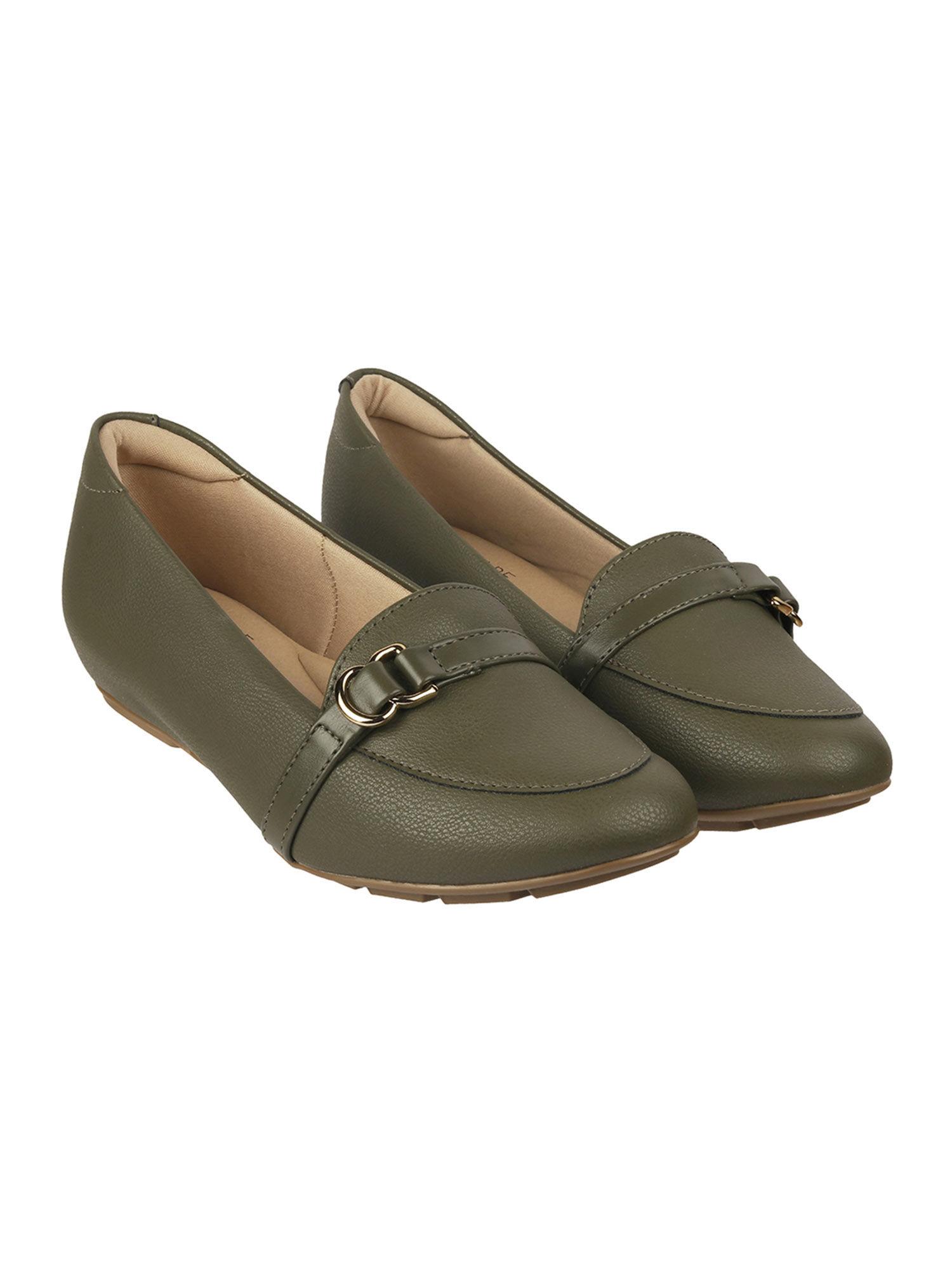 solid olive ballerinas