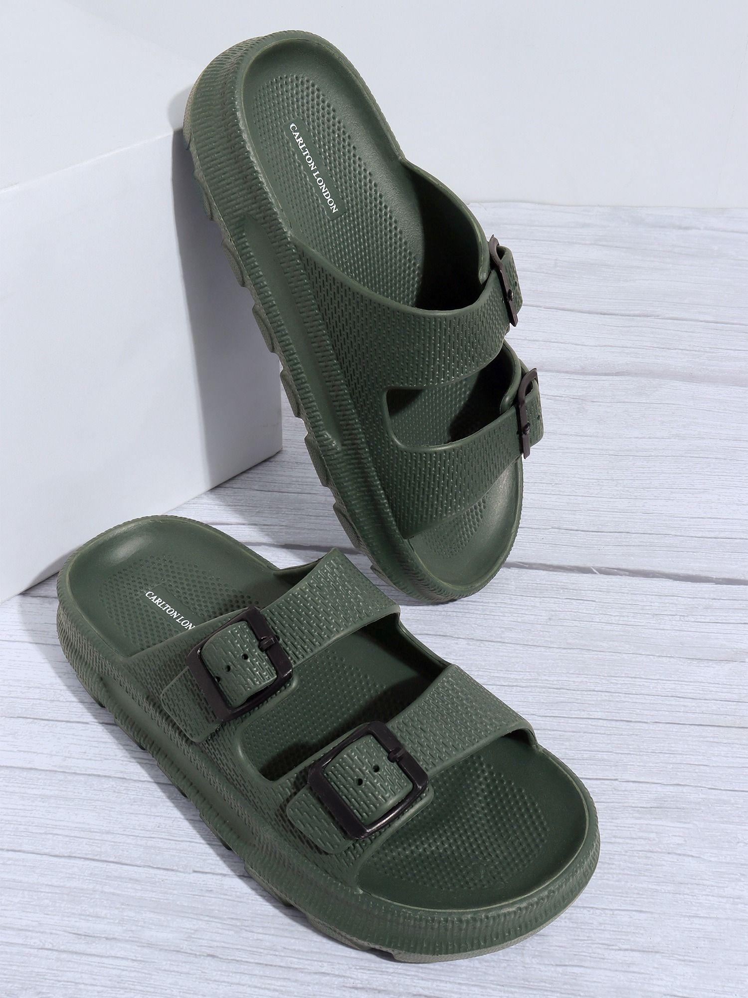 solid olive classic sliders