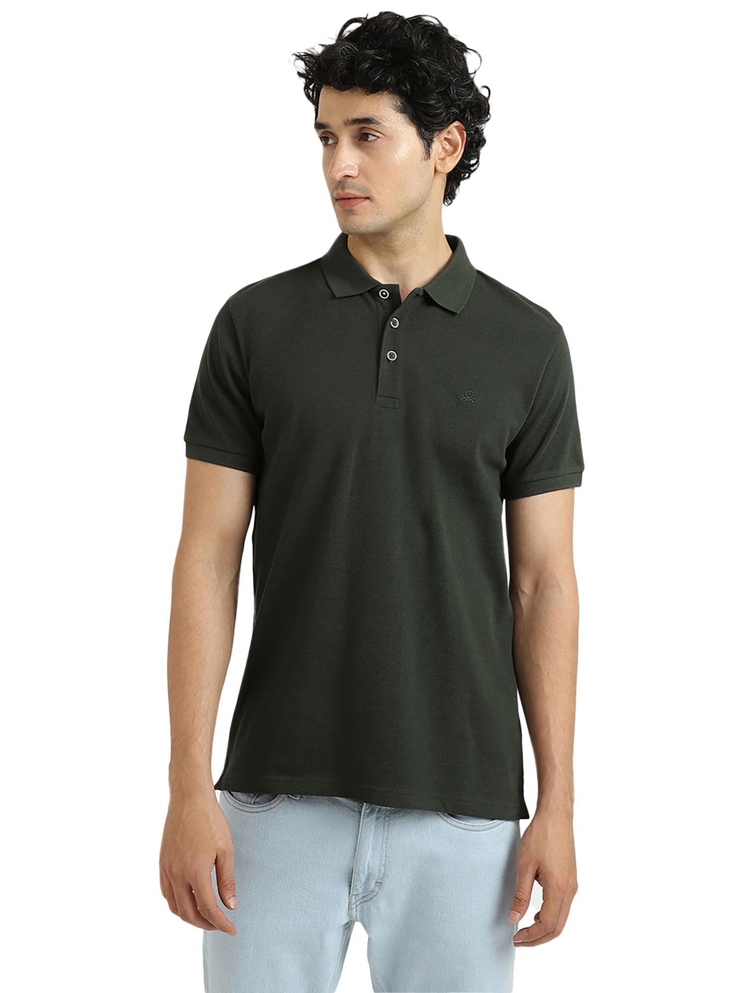 solid olive polo t-shirt