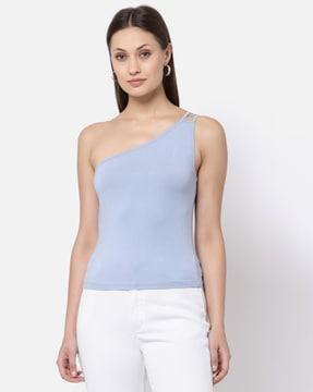 solid one-shoulder camisole