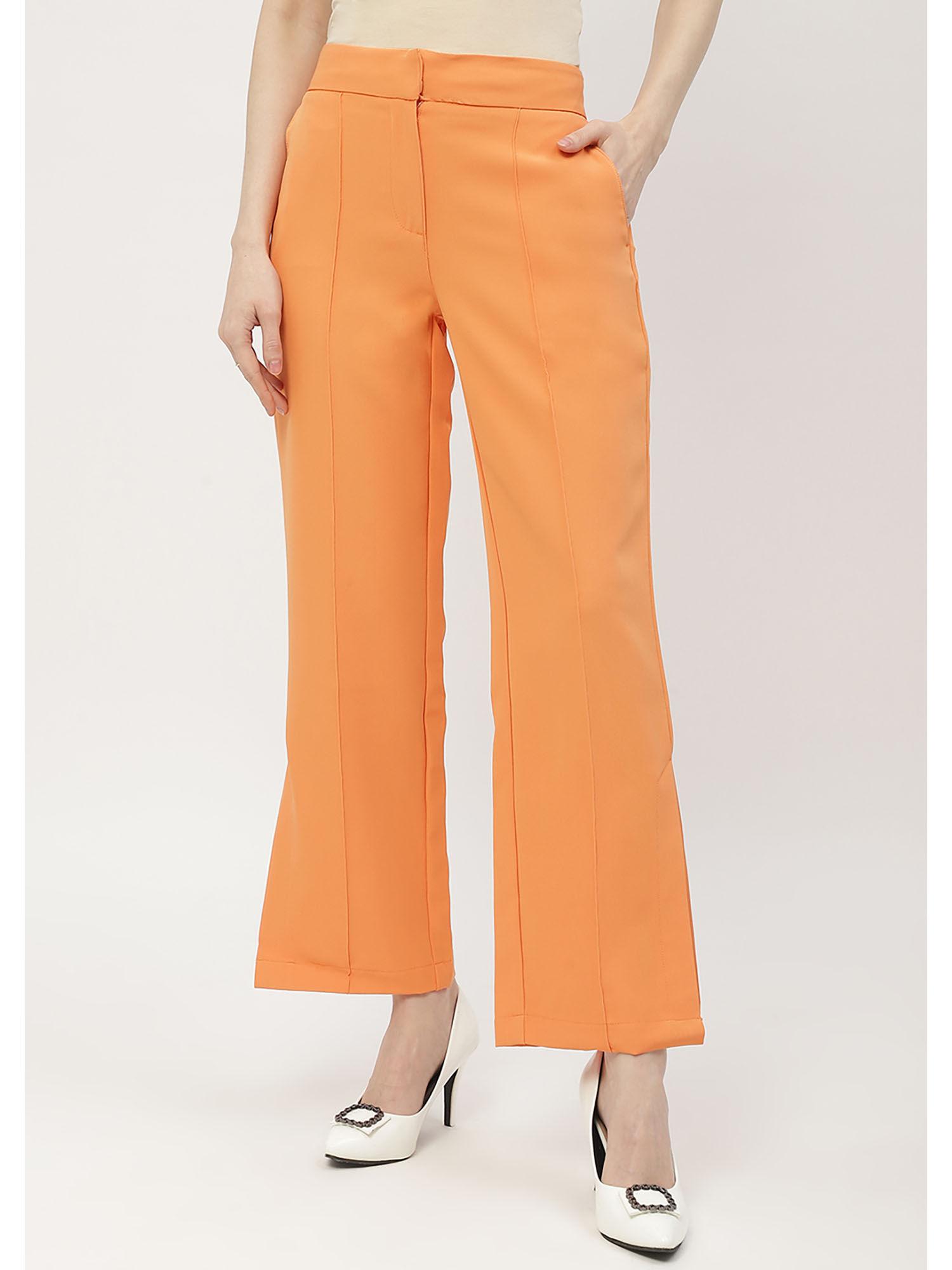 solid orange slit trouser