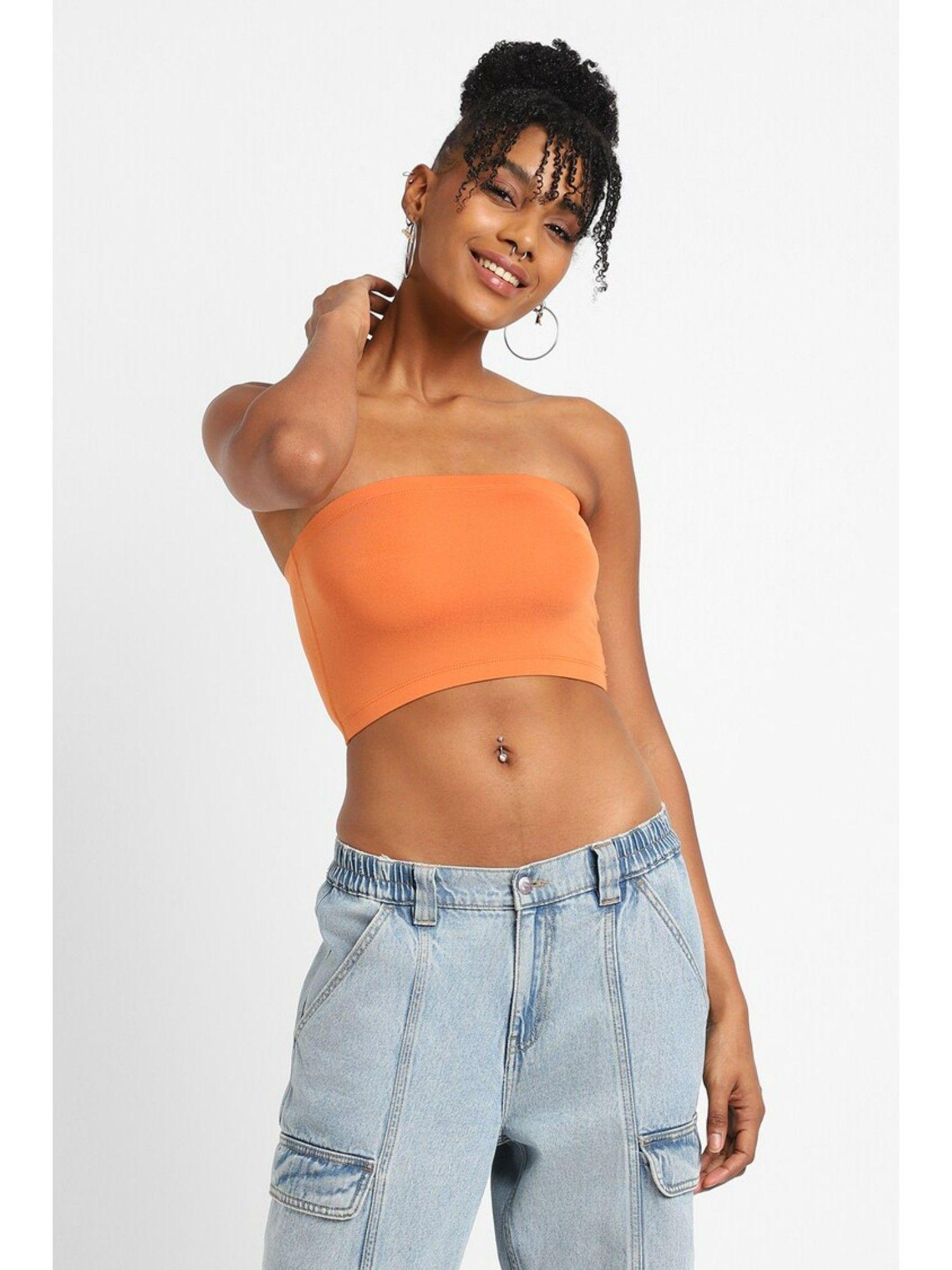 solid orange tube top