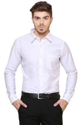 solid oxford tailored fit men's work wear shirt - white