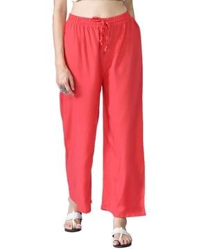 solid palazzos with elasticated drawstring waistband