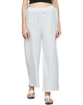 solid palazzos with elasticated drawstring waistband